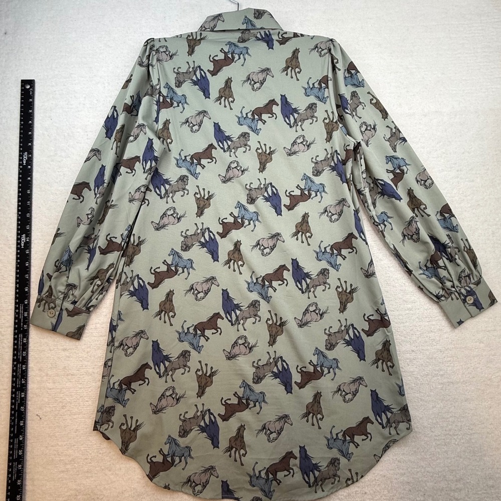 VTG Womens Horse all over Print Shirt Dress M USA cowgirl western equestrian - Picture 7 of 9